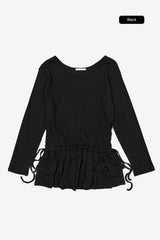 Ruffled string flare one-piece