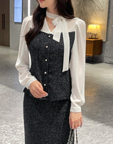Benilla Color Matching Tweed H-line Skirt