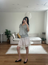 lace satin mini skirt