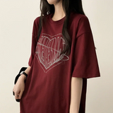 フェイスハートボクシーフィット半袖Tシャツ