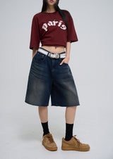ピノカッティングバミューダデニムパンツ