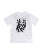 ベルベットプリントオーバーサイズTシャツ _ WHITE