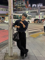 ビッグ リブド バイアス ロングスリーブ Tシャツ