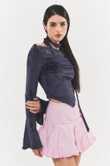 Balloon-fit Cotton Mini Skirt Barbie pink