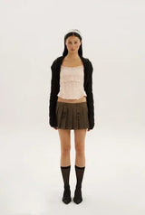 Button pleats skirt - brown