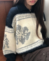 モーレノルディックカラールーズフィットニットジップアップ