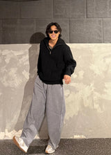 High-Neck Cable Half-Zip Up Knit 6COLOR
