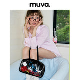 muva. ビーズ ショルダー ホーボーバッグ ジェニュインレザー アンダーアームバッグ ニッチ デザイン