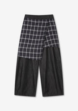 SE ノンフェードチェックレイヤードデニムパンツ