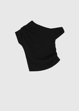 ONE SHOULDER CROP TOP_BLACK