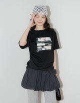 DELAY OFF キャットグラフィックTシャツ (ブラック)