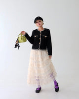 Color-Blocked Chain Tweed Jacket