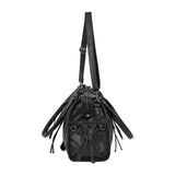 Belted Washing Leather Bag (Black) F25QE990