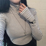 [BELLIDE MADE] 3色, ストライプフィンガーホールタートルネックTシャツ