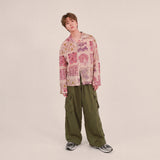 ethnic paisley open collar shirt_purple