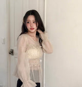 merlin puff strap shirring chiffon bl