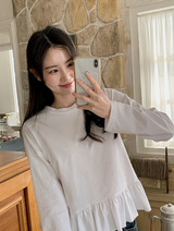 Trendy Layered Frill Long Sleeve T-shirt (3color)