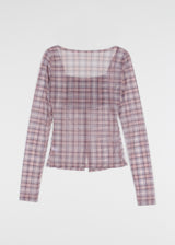 PLUMP CHECK SHIRRING TEE