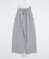 [unisex] チハ サイド スナップ ワイド バンディング スウェット パンツ