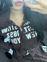 ストリートパッチフーディージップアップ🤎🤍🖤3COLOR