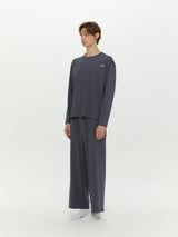 (Unisex) エッセンシャルストレッチフィットロングスリーブパジャマセット　チャコール