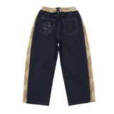 ワイドフィットデニムスウェットパンツ (KHAKI BLUE)