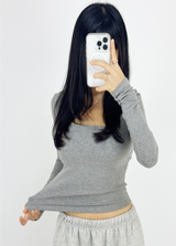 (WITH VOLUME PADS/BASIC ITEM/COMFORT & STRETCH GUARANTEED❤) 3 COLORS BASIC STRETCH SEMI-CROPPED U-NECK T-SHIRT