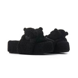 13DE MARZO Bear Flip-top Fur Slippers