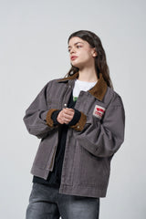 CORDUROY POINT WORK JACKET - DARK BROWN