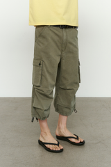 ヴィンテージ ミリタリー カプリ カーゴパンツ(Washed Khaki)