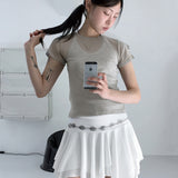 Quadi see-through wool tencel layered short sleeve t-shirt