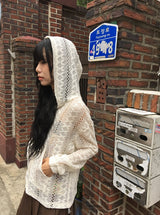 リョウガ メッシュ サマー ストリング フード ジップアップ