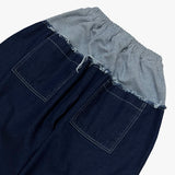 layered deconstructed denim capri shorts_blue