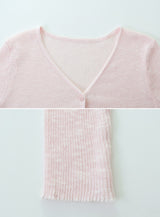 #Viscose Rib Crop V-neck Cardigan (6color)