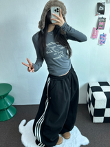 ロビン🤍プリンティングレザータトゥーロングスリーブTシャツ🩶🖤🤍3カラー