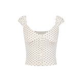 Adeline Polka Dot Button Top