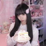 fluffy hair clip-pearl ribbon angel(pink)