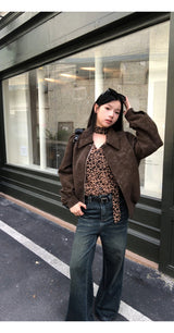 chiffon leopard scarf blouse