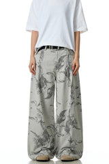 Gray White Jacquard Jeans