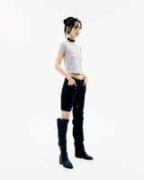 Detachable Button Denim Pants / Black