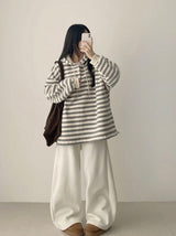 Any soft corduroy side pin tuck incision wide pants