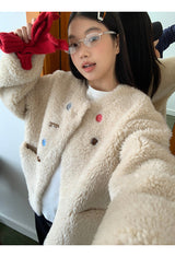 wool kitsch button round fur jacket