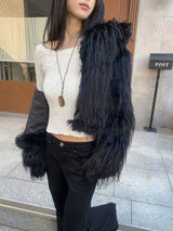 Winter Halo Long Hair Collar Fur Jacket