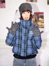 Wool two-color yarn blended warm four-color rhinestone gloves