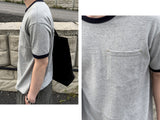 Ribbon Contrast Pocket Cropped Short Sleeve