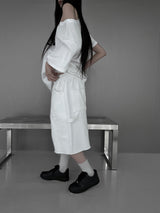 rivet flow bermuda pants (3color)