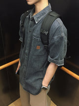  Loose Patch Washed Half Shirt 2C