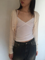 Shirring V-neck cardigan (4 colors)