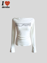 ソフトリップネックレタリングオフショルダーT
