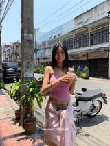 Beauty pink strap sleeveless t-shirt